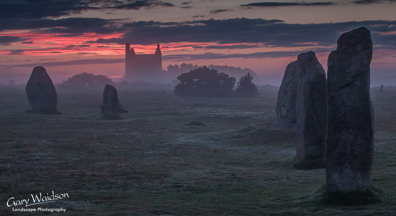 Hurlers Stone circle with Mine building in background. Fine Art Landscape Photography by Gary Waidson