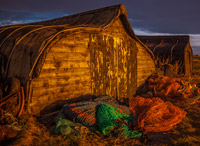 Lindisfarne boat huts. 