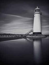 Point of Ayr lighthouse on Talacre Beach in Infrared. Fine Art Landscape Photography by Gary Waidson