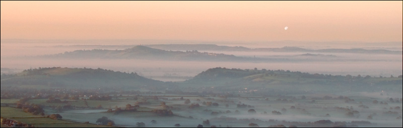 moon set over the Vale of Avalon. Fine Art Landscape Photography by Gary Waidson