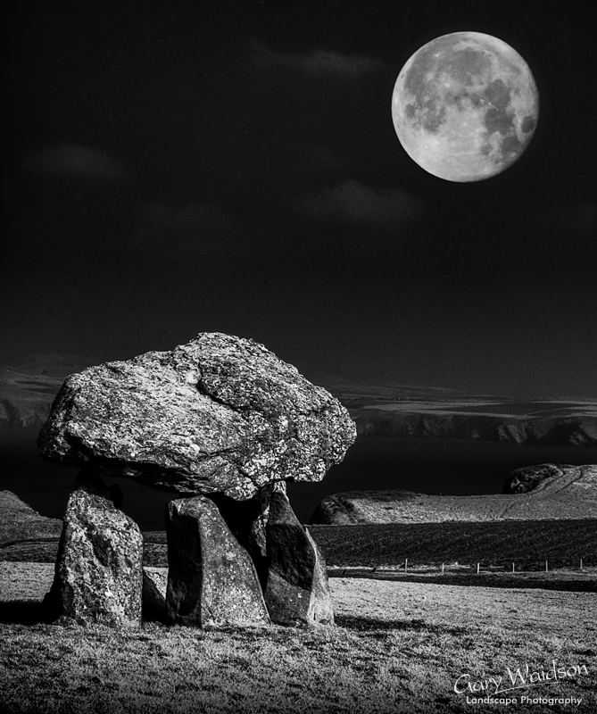 Carreg Sampson and the Moon - Waylandscape. Fine Art Landscape Photography by Gary Waidson