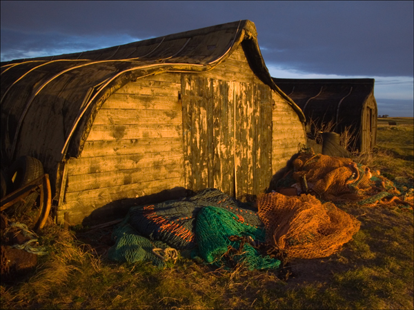 Upturned herring boat hut on Lindisfarne. Landscape photography by Gary Waidson.