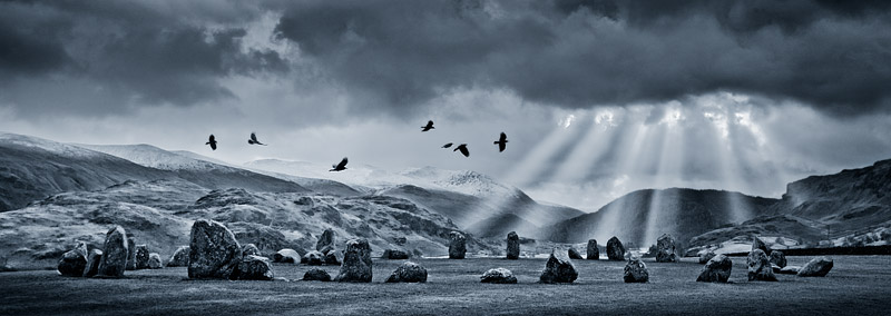 Seven rooks over the Carles, Castlerigg, Cumbria. Landscape photography by Gary Waidson.