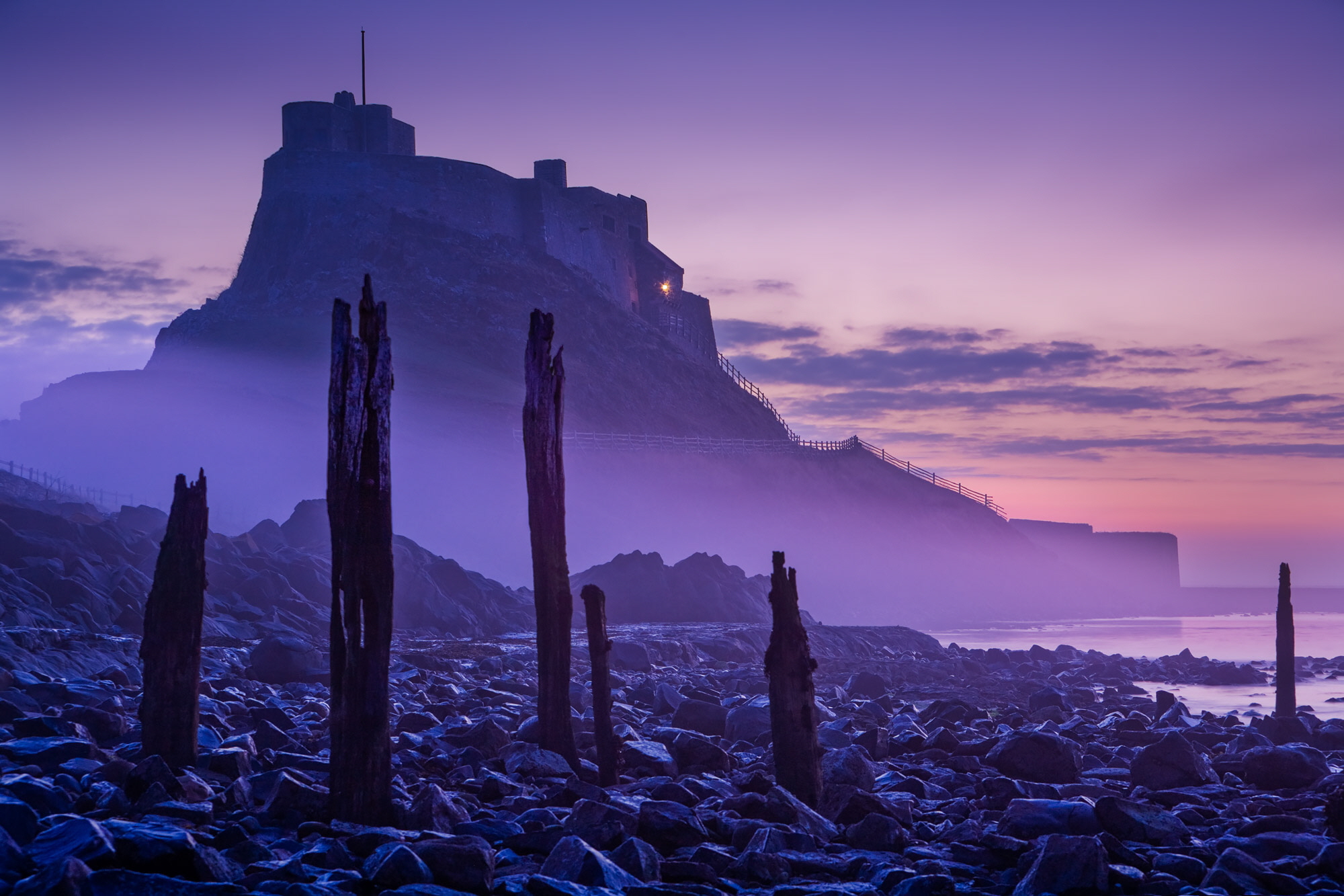 Lindisfarne-Castle-Pier-in-Mist-Exhibition-Version